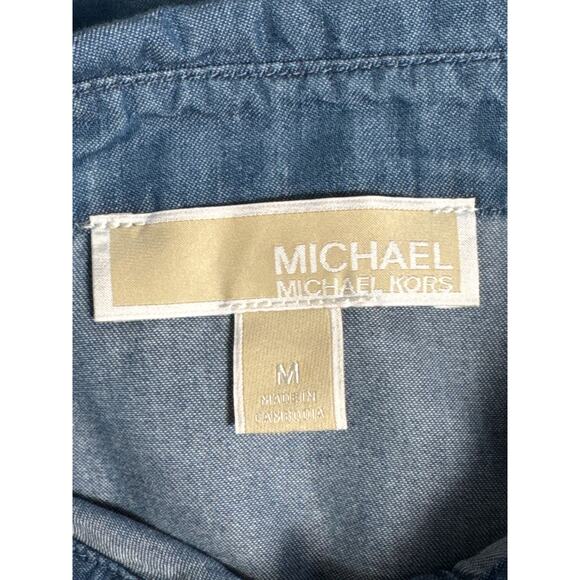 MICHAEL Michael Kors Women's Button Front Shirtdress Light Cadet Wash Size M - Picture 6 of 12